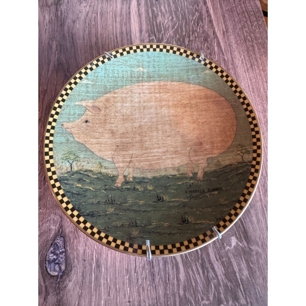 Vintage 1994 Lenox "Smiling Pig" Rustic Farmhouse Plate – Numbered Collectible‎